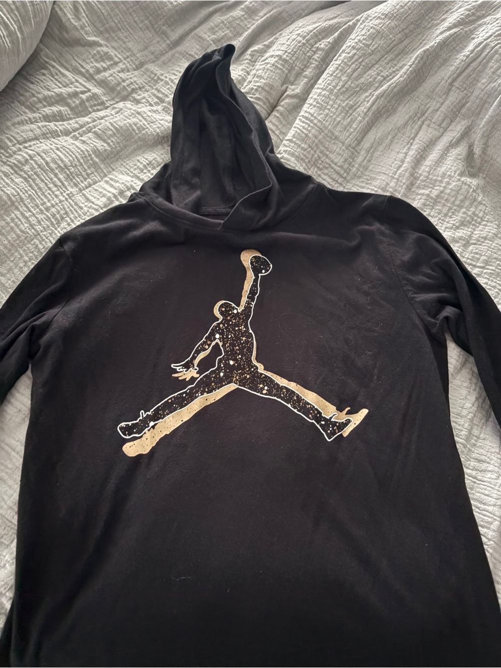Jordan Boys Black Hoodie with Gold Jumpman Graphic